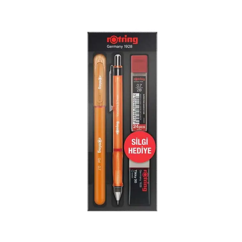 Rotring Visuclick Okul Seti Jel Kalem + Versatil + Min + Silgi 0.7mm Turuncu
