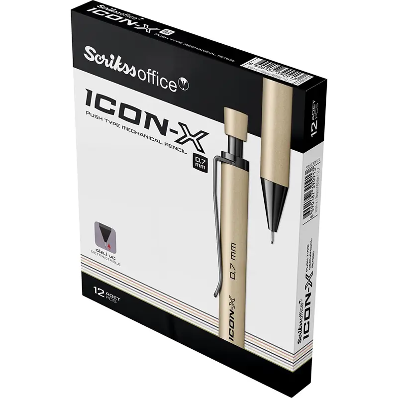 Scrikss Icon-x Metal Versatil Kalem 0.7mm Beyaz x 12 Li Paket