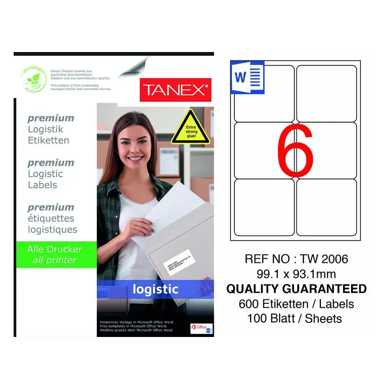 Tanex TW-2006 Lazer Etiket 99.1x93.1 mm 100 Yaprak
