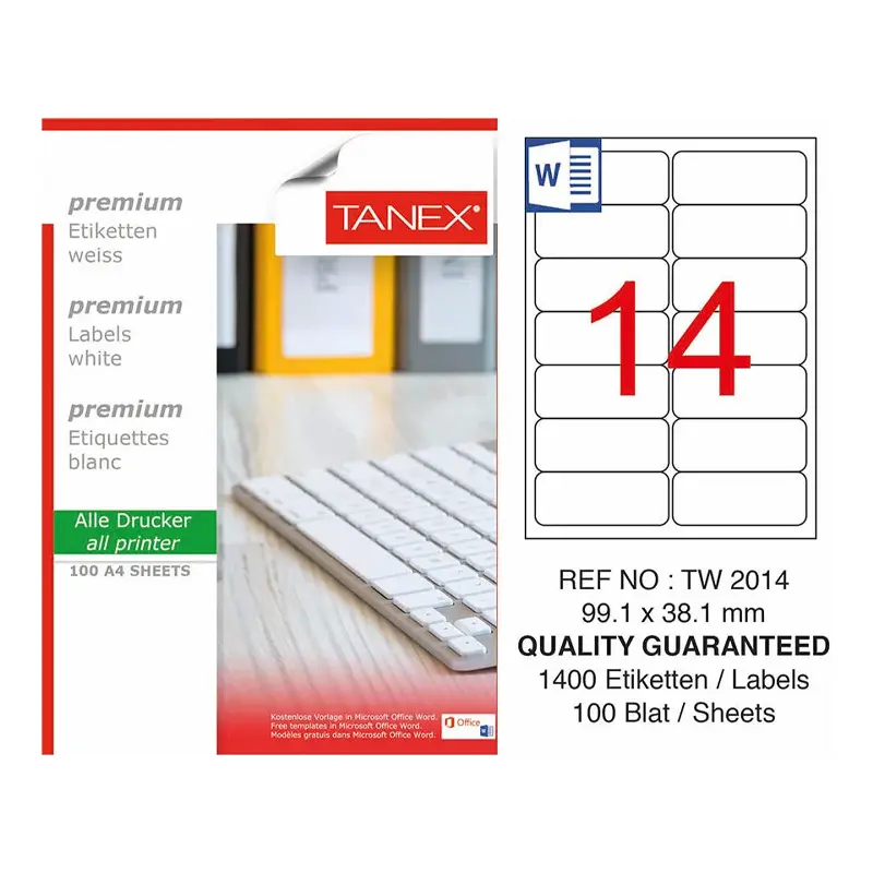 Tanex TW-2014 Laser Etiket 99.1x38.1mm 100 Yaprak