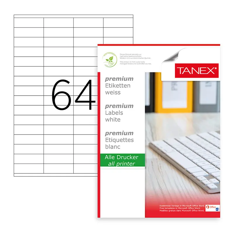 Tanex TW-2164 Lazer Etiket 52x18mm 100 Yaprak