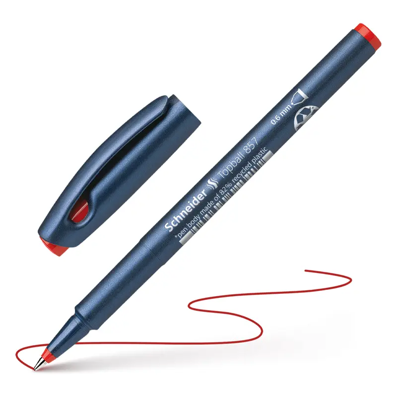 Schneider Topball 857 Bilye Uç Roller Kalem 0.6mm Kırmızı x 10 Lu Kutu