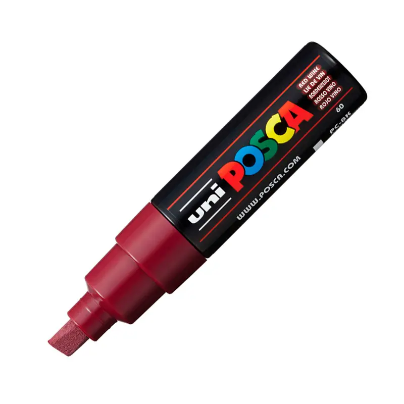 Uni-Ball PC-8K Posca Su Bazlı Poster Markörü 8.0mm Şarap Kırmızı 6 Lı Kutu