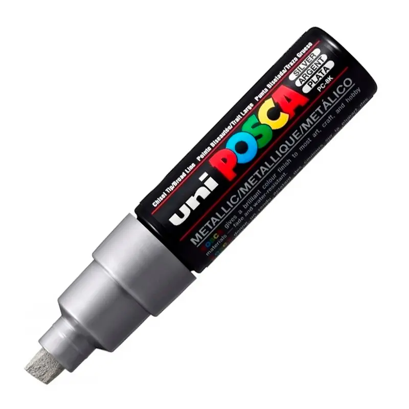 Uni-Ball PC-8K Posca Su Bazlı Poster Markörü 8.0mm Gümüş 6 Lı Kutu