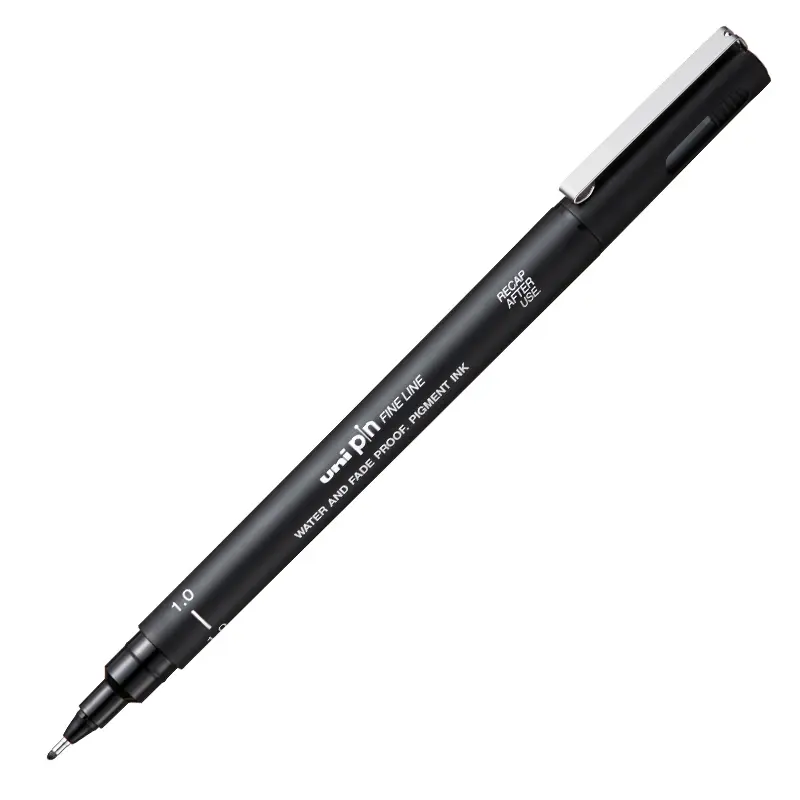 Uni-Ball PIN10-200 Pin Fine Line Akrilik Uçlu Çizim Kalemi 1.0mm Siyah 12 Li Kutu