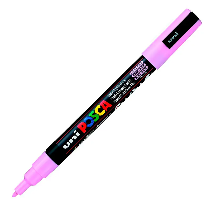 Uni-Ball PC-3M Posca Su Bazlı Poster Markörü 0.9-1.3mm Açık Pembe 6 Lı Kutu