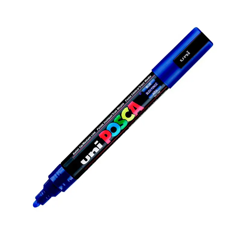 Uni-Ball PC-5M Posca Su Bazlı Poster Markörü 1.8-2.5mm Mavi 6 Lı Kutu