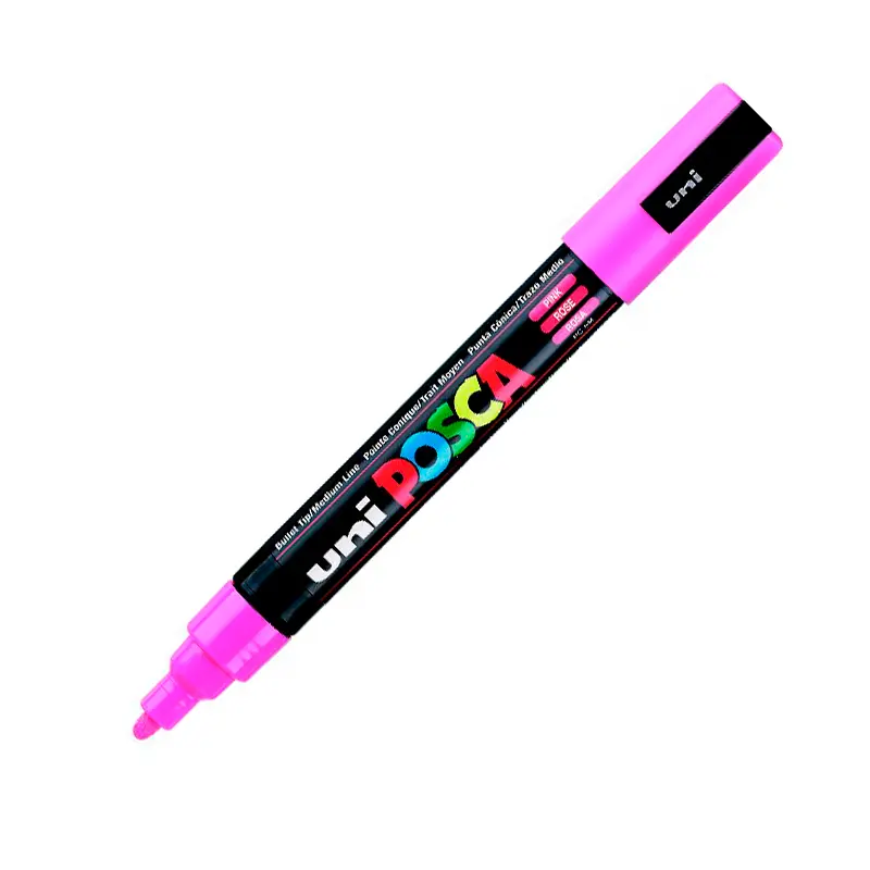 Uni-Ball PC-5M Posca Su Bazlı Poster Markörü 1.8-2.5mm Pembe 6 Lı Kutu