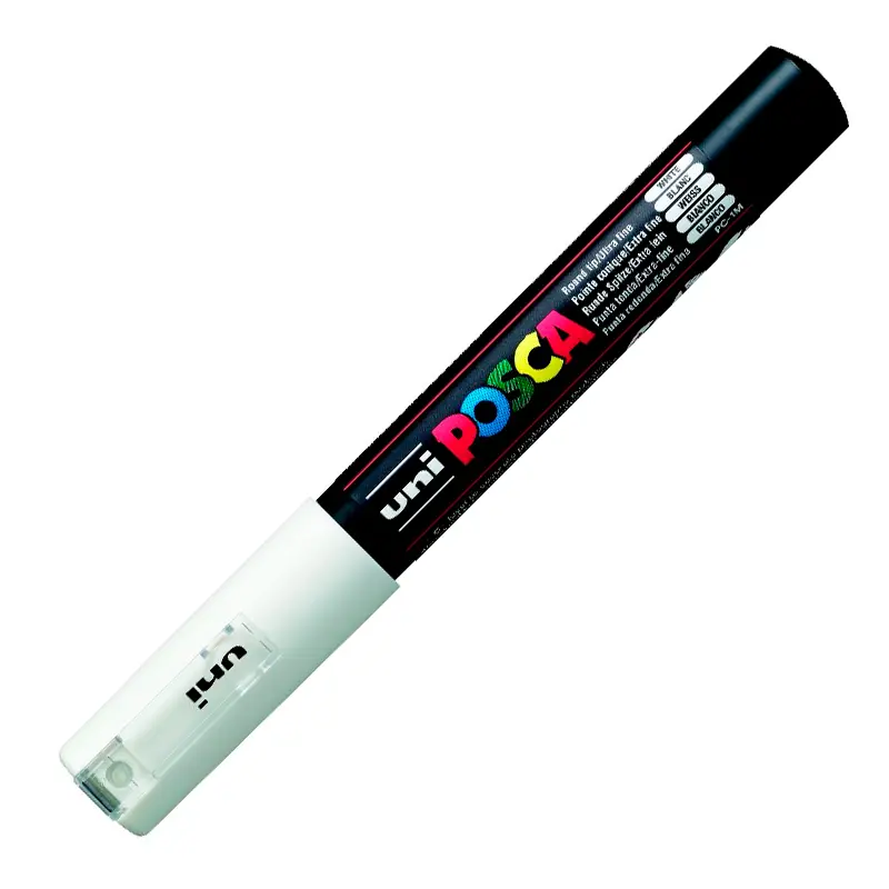 Uni-Ball PC-1M Posca Su Bazlı Poster Boyama Markörü 0.7mm Beyaz 6 Lı Kutu