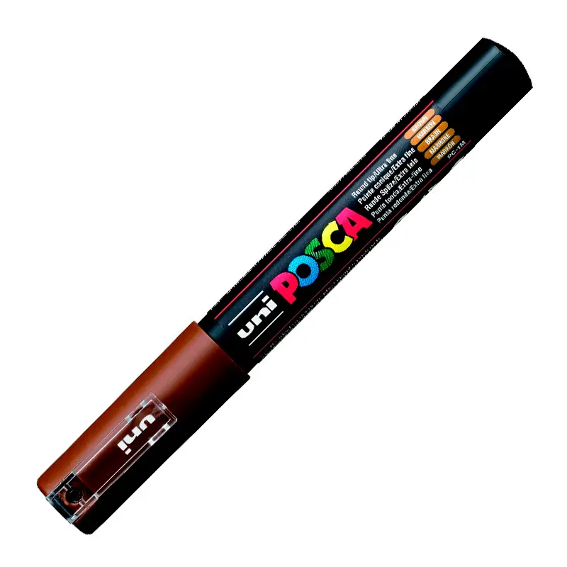 Uni-Ball PC-1M Posca Su Bazlı Poster Boyama Markörü 0.7mm Kahverengi 6 Lı Kutu