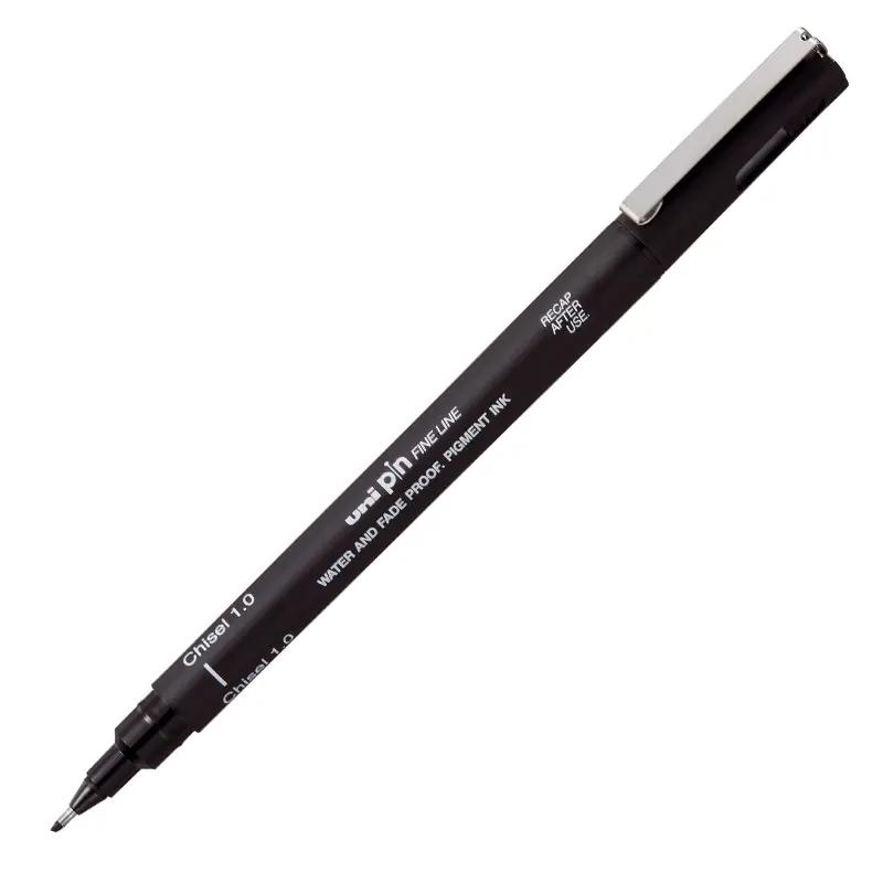 Uni-Ball PINCS1 Pin Fine Line Kesik Uçlu Kalem 1.0mm Siyah 12 Li Kutu