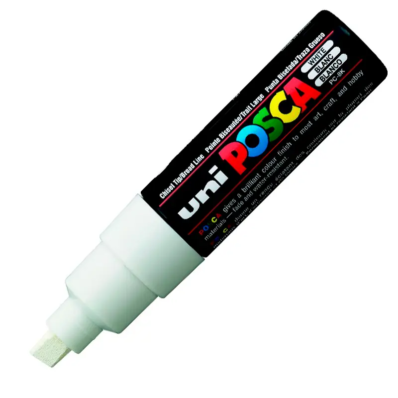 Uni-Ball PC-8K Posca Su Bazlı Poster Boyama Markörü 8.0mm Beyaz 6 Lı Kutu