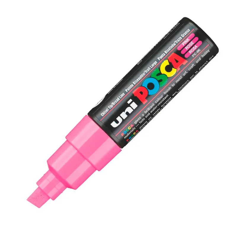 Uni-Ball PC-8K Posca Su Bazlı Poster Markörü 8.0mm Pembe 6 Lı Kutu