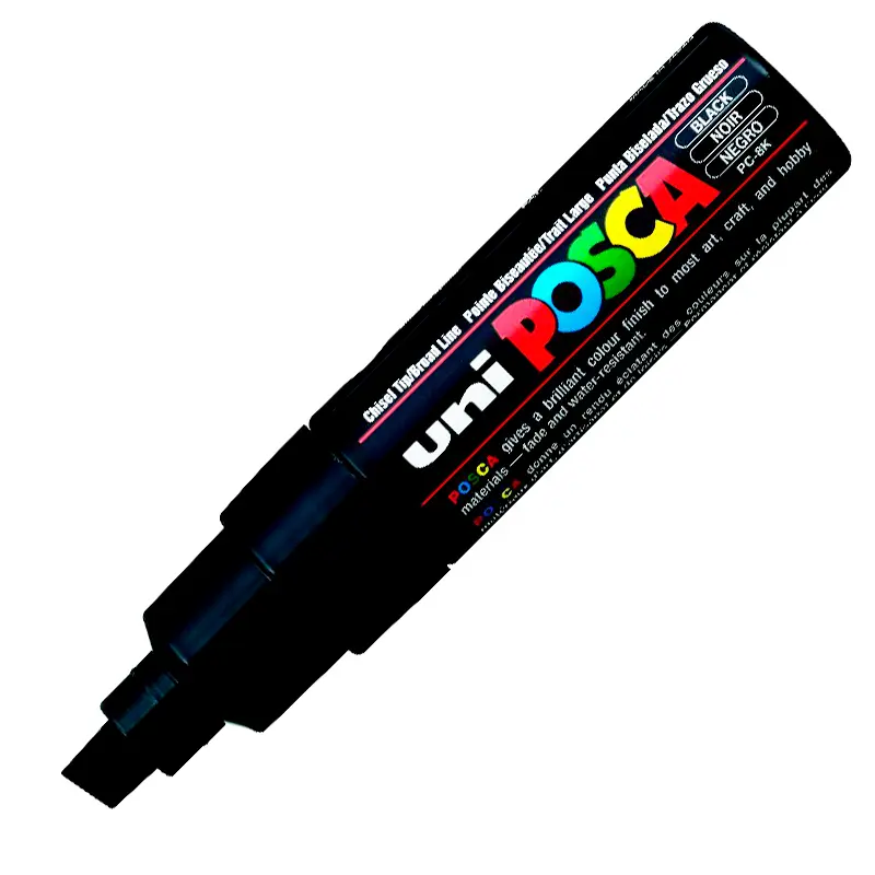 Uni-Ball PC-8K Posca Su Bazlı Poster Boyama Markörü 8.0mm Siyah 6 Lı Kutu