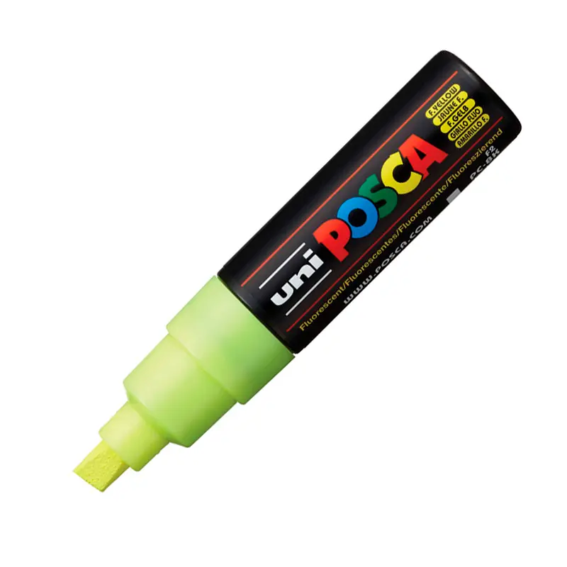 Uni-Ball PC-8K Posca Su Bazlı Poster Markörü 8.0mm Fosforlu Sarı 6 Lı Kutu
