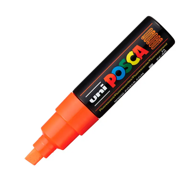 Uni-Ball PC-8K Posca Su Bazlı Boyama Markörü 8.0mm Fosforlu Turuncu 6 Lı Kutu