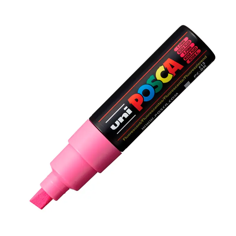 Uni-Ball PC-8K Posca Su Bazlı Poster Markörü 8.0mm Fosforlu Pembe 6 Lı Kutu