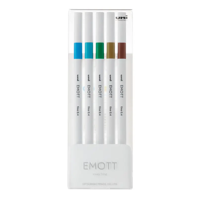 Uni-Ball Emott Fine Akrilik Uçlu Kalem Ada Renkler 0.4mm 5 Li Set