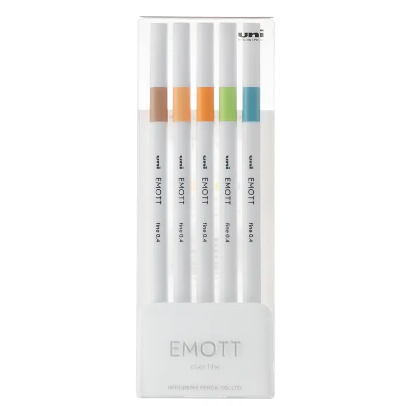 Uni-Ball Emott Fine Akrilik Uçlu Kalem Doğa Renkleri 0.4mm 5 Li Set