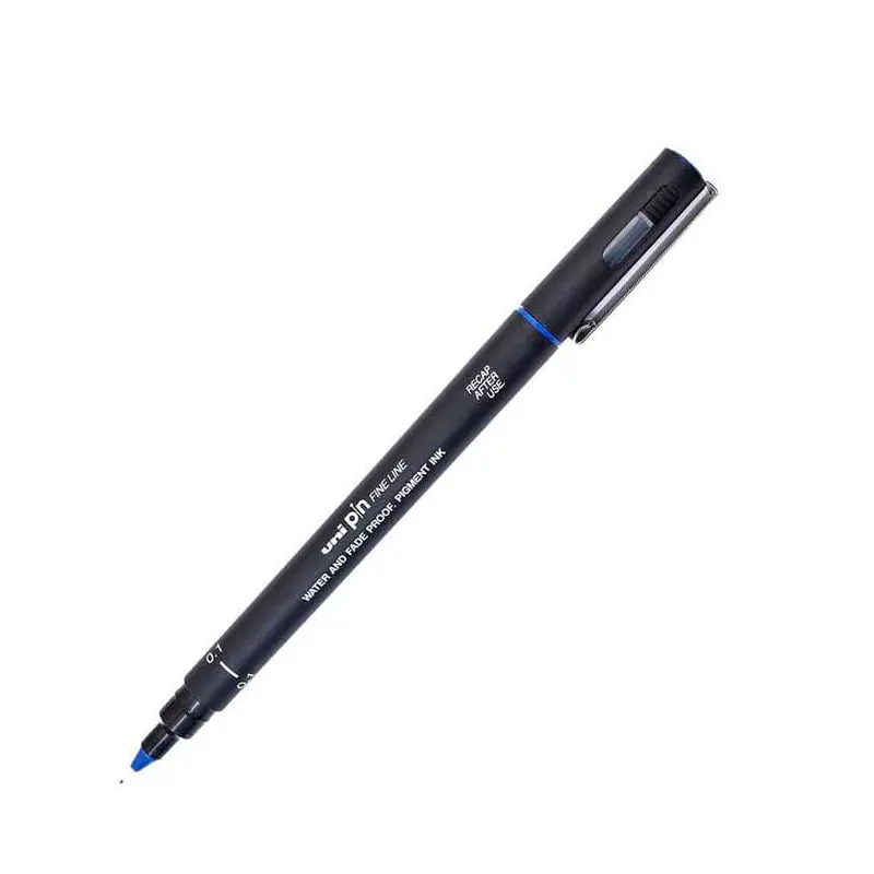 Uni-Ball PIN01-200 Pin Fine Line Akrilik Uçlu Çizim Kalemi 0.1mm Mavi 12 Li Kutu