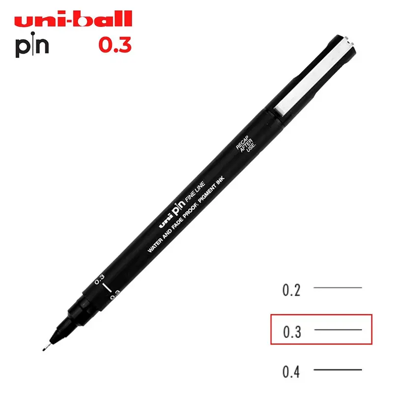 Uni-Ball PIN03-200 Pin Fine Line Akrilik Uçlu Çizim Kalemi 0.3mm Siyah 12 Li Kutu