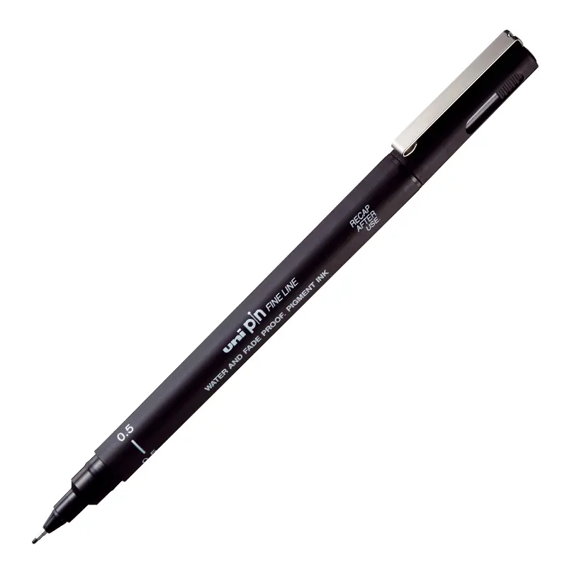 Uni-Ball PIN05-200 Pin Fine Line Akrilik Uçlu Çizim Kalemi 0.5mm Siyah 12 Li Kutu