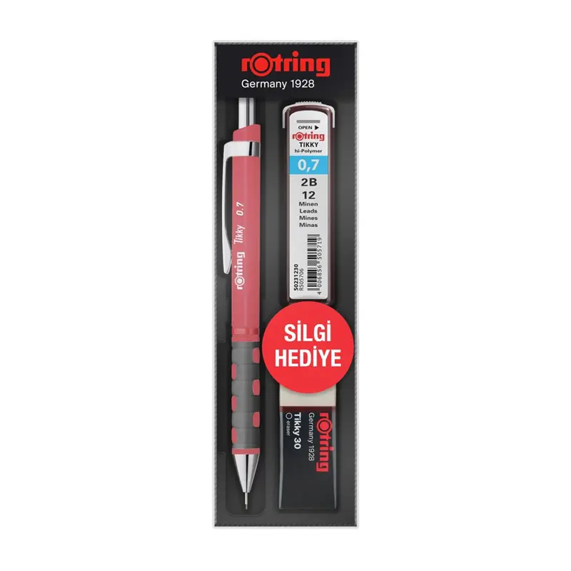 Rotring KK07-07-GUL Okul Seti Tikky Versatil Kalem Gül Kurusu 0.7mm + Min + Silgi