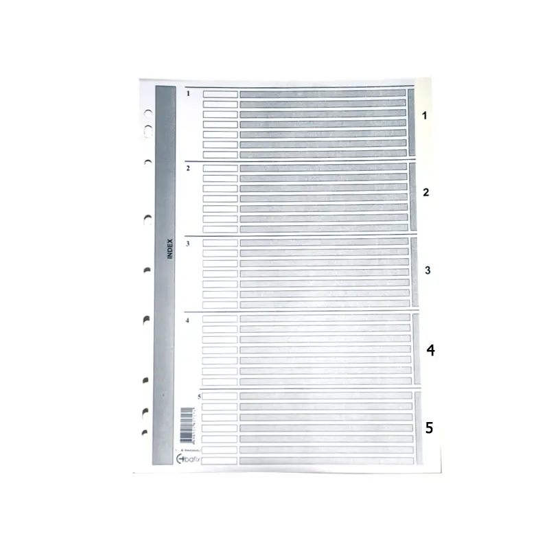 Bafix Rakamlı Karton A4 Seperatör 50 Li Paket 1-5