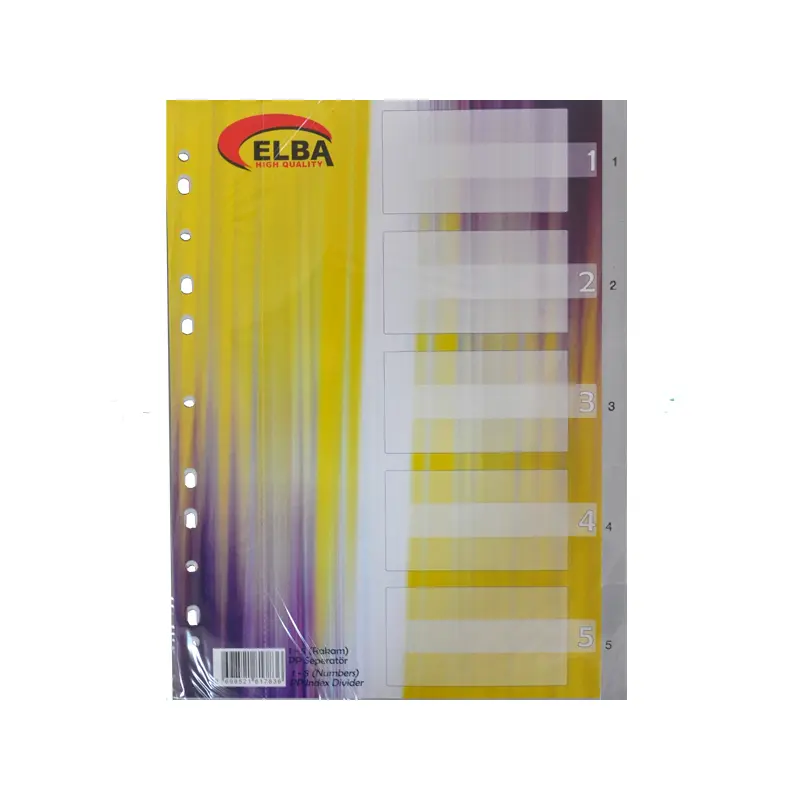 Bafix Plastik Seperatör 1-5 Rakamlı A4 50 Li Paket