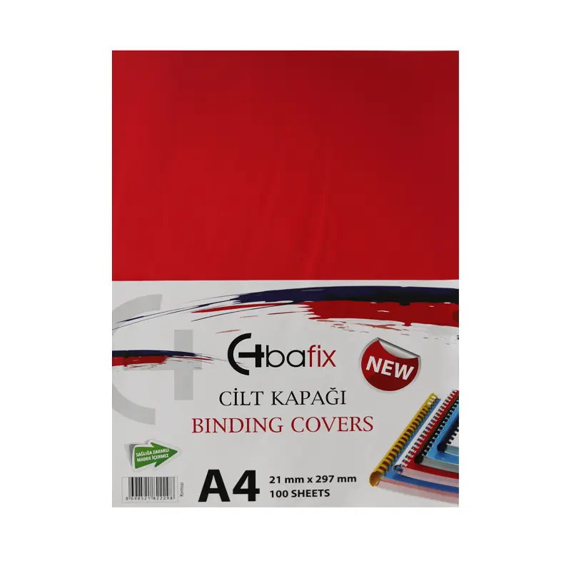Bafix Plastik Cilt Kapağı Opak Kırmızı A4 160 Micron 100 Lü Paket