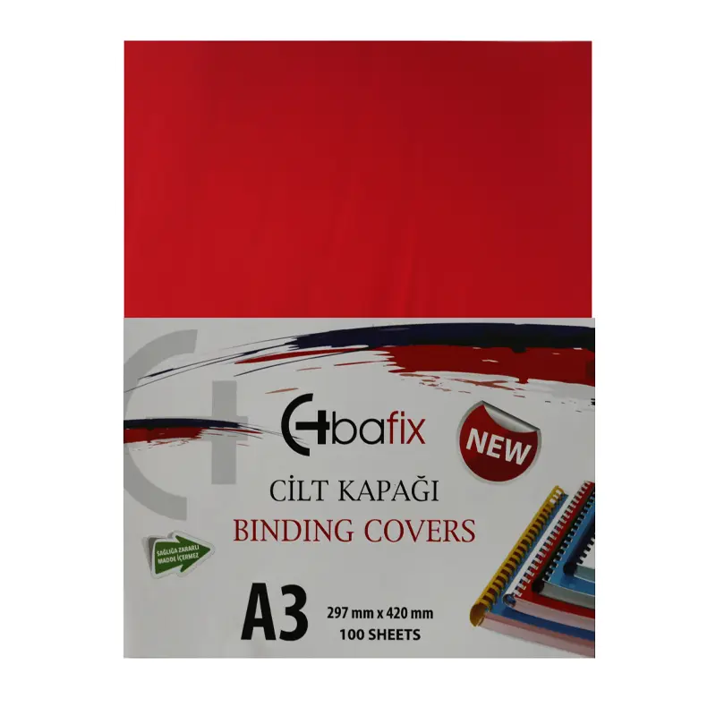 Bafix Plastik Cilt Kapağı Opak Kırmızı A3 160 Micron 100 Lü Paket