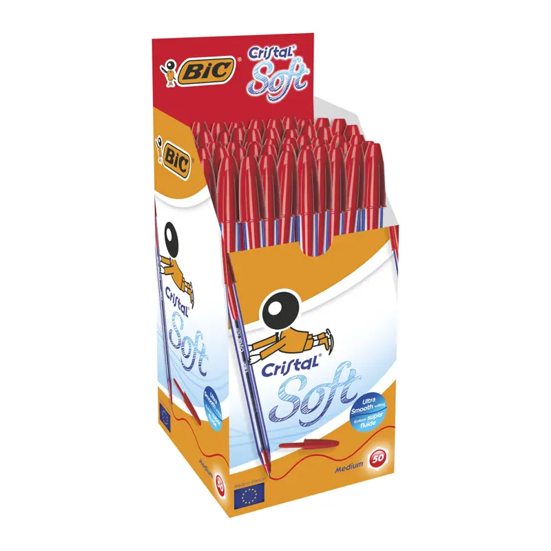 Bic Cristal Soft Tükenmez Kalem 1.0mm Bilye Uç Kırmızı 50 Li Kutu