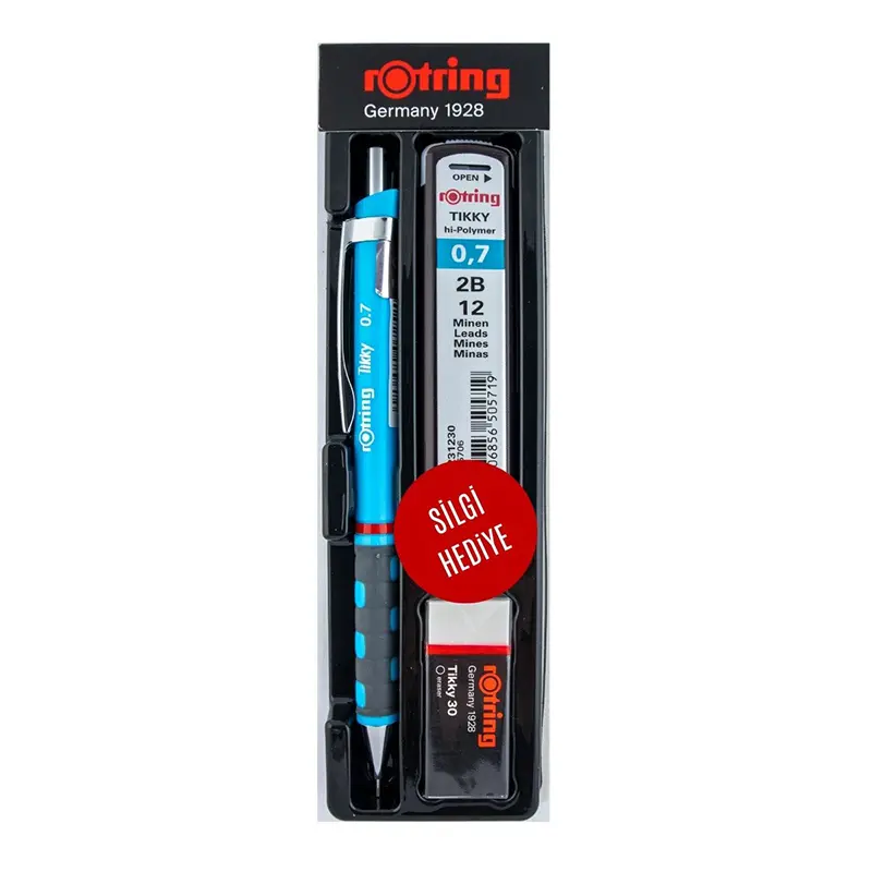 Rotring KK07-07AM Okul Seti Versatil Kalem 0.7mm Açık Mavi + Min + Silgi