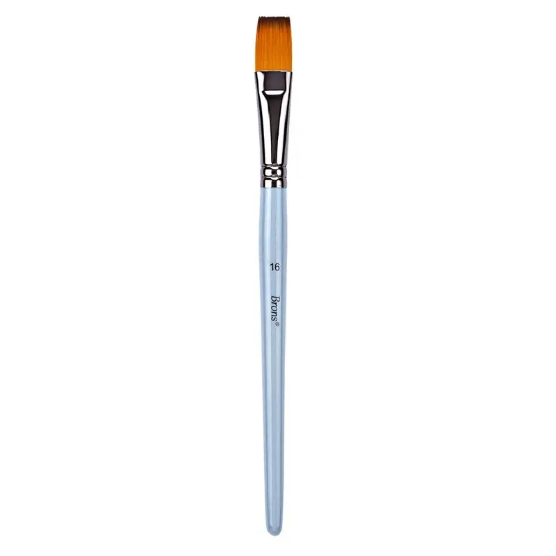 Brons BR-2158 Yağlı Boya ve Akrilik Fırçası Sentetik Kıl Kısa Sap Düz Kesik Seri 200F No:16 x 12 Li Kutu