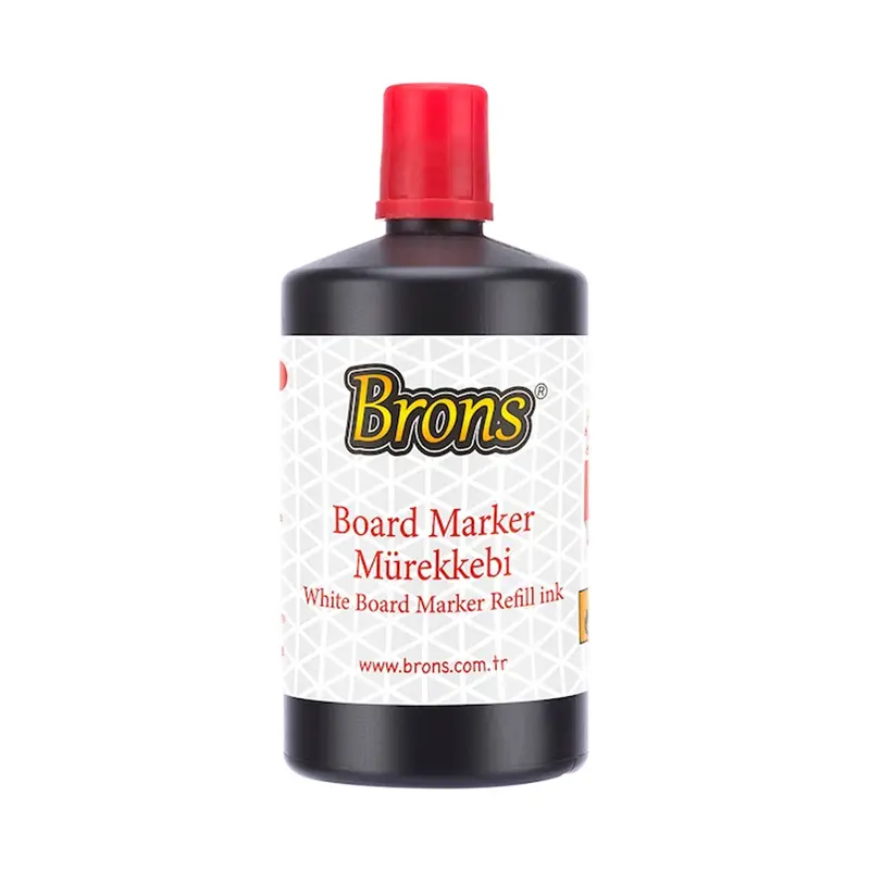 Brons BR-9152 Beyaz Tahta Kalemi Mürekkebi 250cc Kırmızı x 4 Lü Kutu