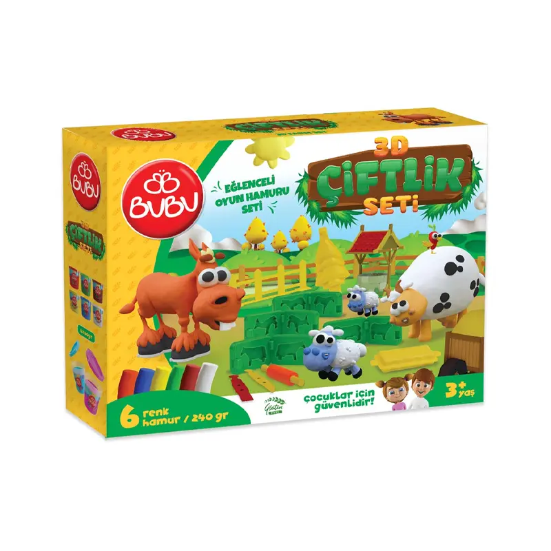 Bu-Bu OH0013 Oyun Hamuru 3D Çiftlik Seti