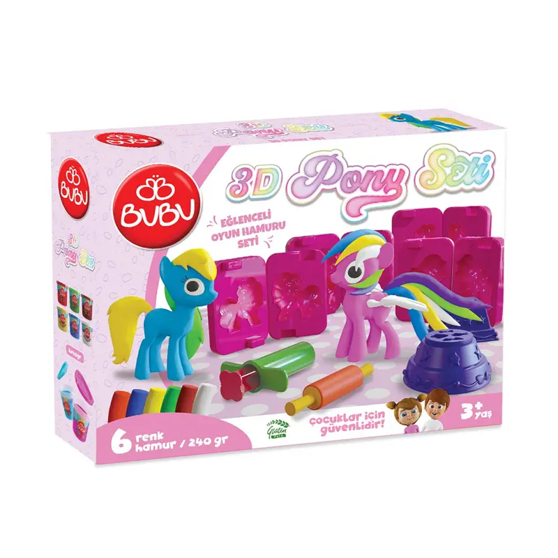 Bu-Bu OH0023 Oyun Hamuru 3D Pony Set