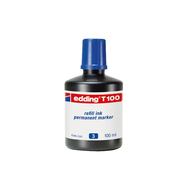 Edding T100 Damlalıklı Permanent Markör Mürekkebi 100 ML Mavi 10 Lu Kutu