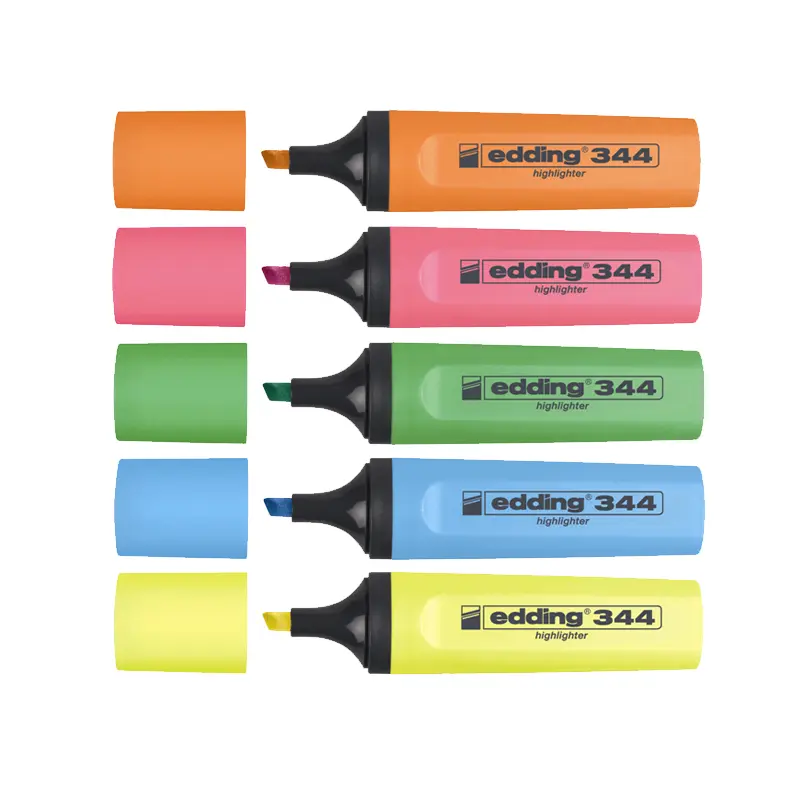 Edding 344 Kesik Uç 2-5 mm Fosforlu Kalem 5 Renk