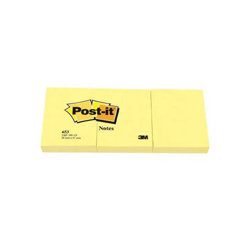 Post-it Yapışkanlı Not Kağıdı 3 Blok 38x51mm 100 Yaprak Sarı 4 Lü Paket