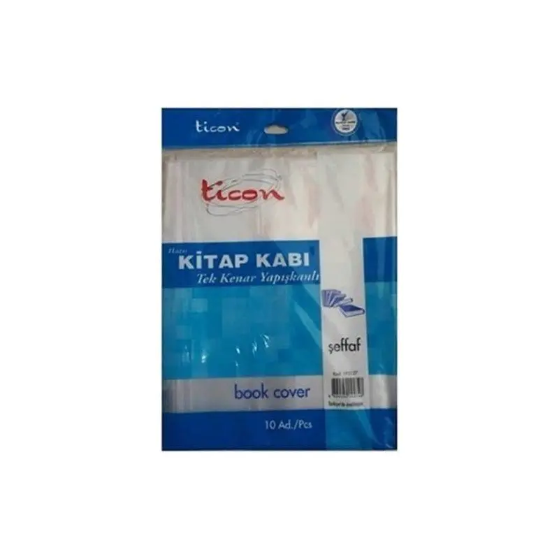 Ticon 193527 Tek Kenar Yapışkanlı Hazır Kaplık Kitap Kabı Şeffaf 10 Lu Paket