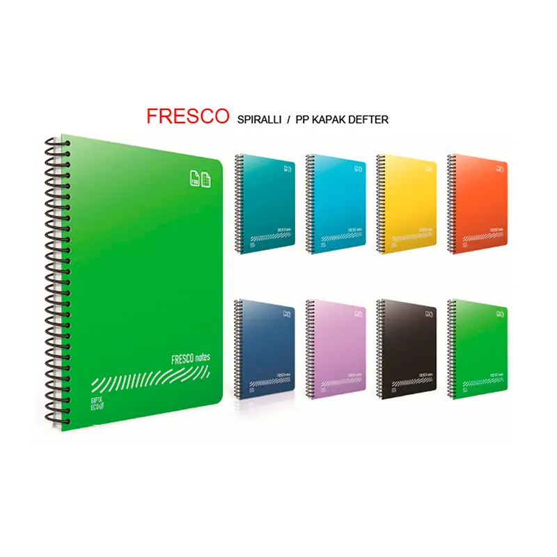 Gıpta 4937 Fresco Spiralli Plastik Kapak Defter A4 96 Yaprak Düz Çizgisiz x 12 Li Paket