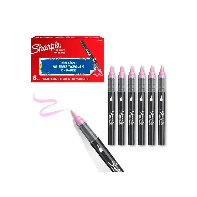 Sharpie 2218067 Fırça Uç Akrilik Markör Açık Pembe x 6 Lı Kutu