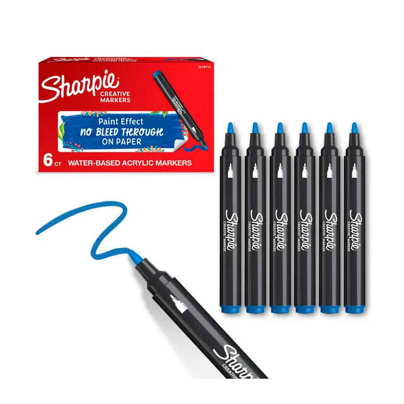 Sharpie 2218115 Yuvarlak Uç Akrilik Markör Mavi x 6 Lı Kutu