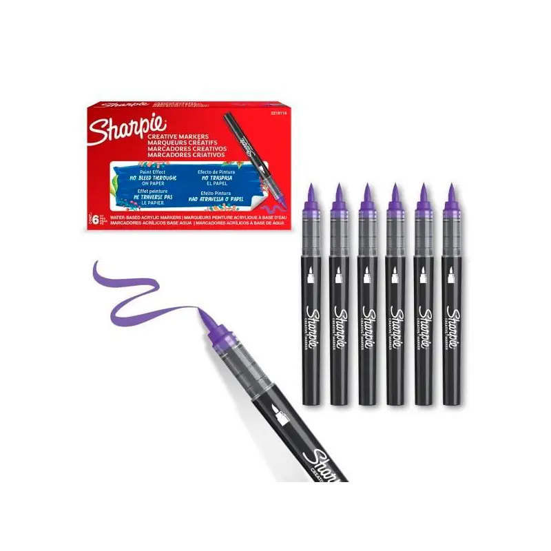 Sharpie 2218116 Fırça Uç Akrilik Markör Lila x 6 Lı Kutu