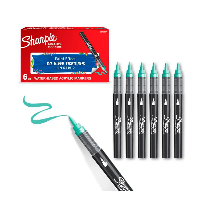 Sharpie 2218117 Fırça Uç Akrilik Markör Göl Yeşili x 6 Lı Kutu