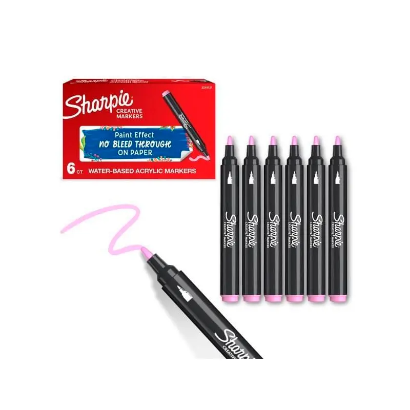 Sharpie 2218121 Yuvarlak Uç Akrilik Markör Açık Pembe x 6 Lı Kutu