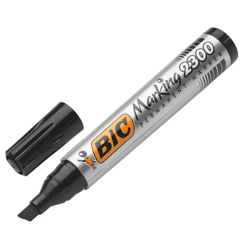 Bic 2300 09 Kesik Uçlu Permanent Markör Siyah x 12 Li Kutu