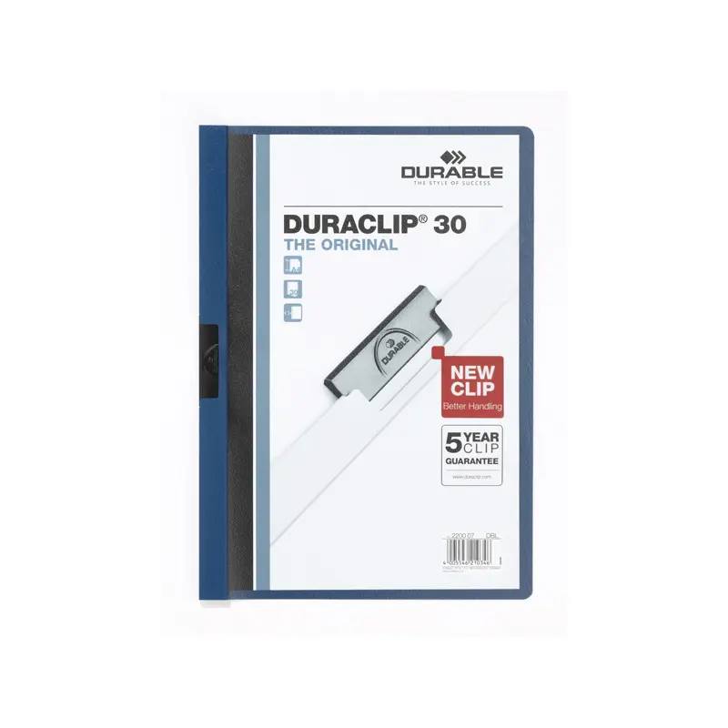 Durable 2200 DuraClip Ortadan Klipsli Sıkıştırmalı Dosya 30 Sayfa A4 Lacivert
