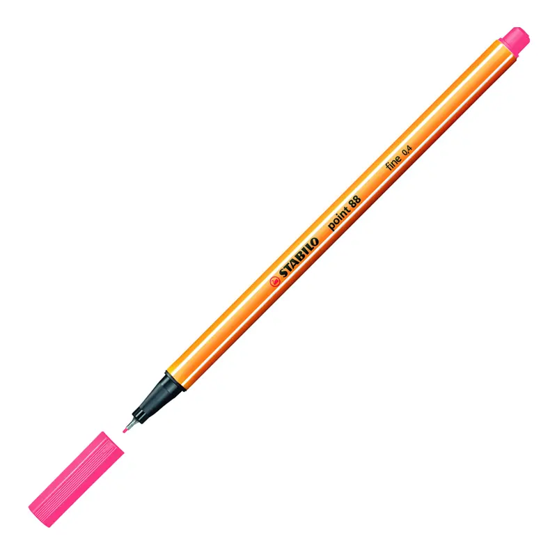 Stabilo 88/040 Point 88 Keçe Uçlu İnce Kalem 0.4mm Fosforlu Kırmızı x 10 Lu Kutu